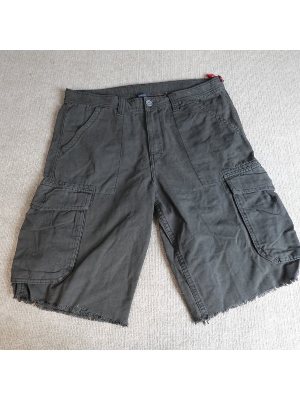 True Religion Mens Shorts 36 Black Solid Cargo Drawstring